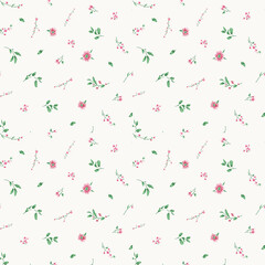 Watercolor Flowers Seamless Pattern Pattern on Light Background

