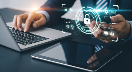 Business Team Collaboration with Tech Interface