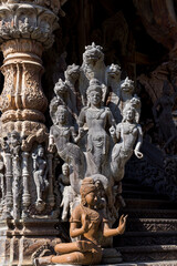 Lord Vishnu statue at Sanctuary of Truth in Pattaya, Thailand.