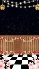 Wedding Sangeet Invitation Black and Blue Floral Indian Blank Card Background