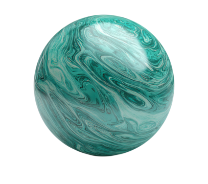Marbled Teal Sphere isolated on a transparent background