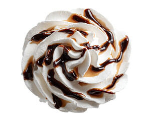 Whipped Cream Swirl with Chocolate Drizzle isolated on a transparent background