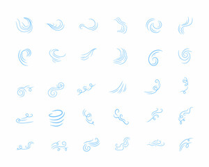 set of winter winds on a white background