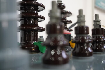 Insulators for high-voltage power transmission lines.