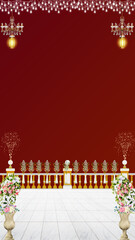 Wedding Sangeet Invitation Dark Red Decorative Blank Card Background