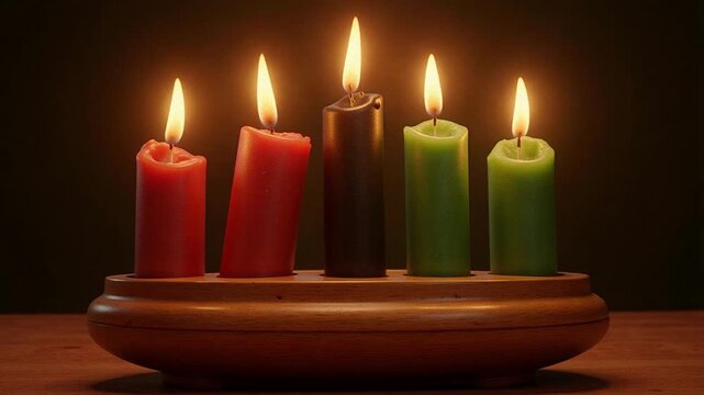 Kwanzaa Celebration Video: Kinara Candles Lighting in 4K Animation, Embrace the Spirit of Unity and Tradition with Vibrant Cultural Footage