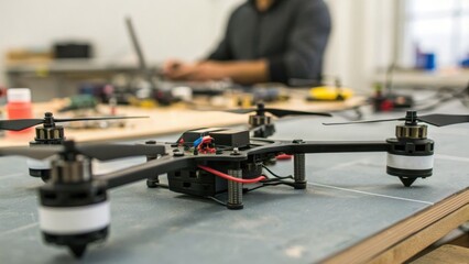 Fototapeta premium Indian startup community innovates with drone technology in collaborative workspace environment for modern solutions