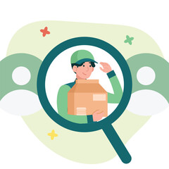 Flat Vector Illustration: Searching and Tracking Delivery Service
