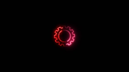 A glowing neon setting icon red color 4k illustration. This image represents of technology 4k illustration.