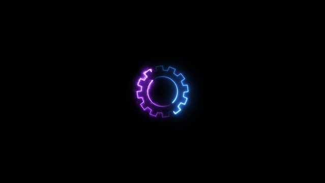 A glowing neon setting icon royal blue color 4k illustration. This image represents of technology 4k illustration.