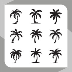 Fototapeta premium A beautiful collection of various palm tree silhouettes perfect for tropical-themed designs. 