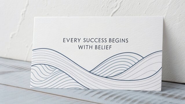 Abstract wave lines and inspirational text on white card