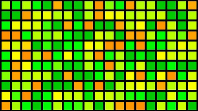 A grid of  green squares arranged in a pattern with black border lines visible Abstract glowing square pattern Motion geometric Abstract pixel retro 8bit neon rgb video glitch noise texture squar