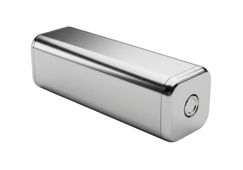 Shiny metal rectangular object isolated on transparent background