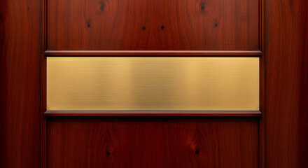 Elegant wood paneling with a gold nameplate presents a professional and sophisticated look for offices, doors, or upscale designs