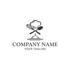Chefs Hat and Utensils Logo for Culinary Business.