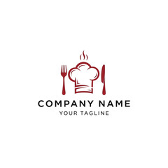 Chef Hat with Fork and Knife Logo for Restaurant or Culinary Business.