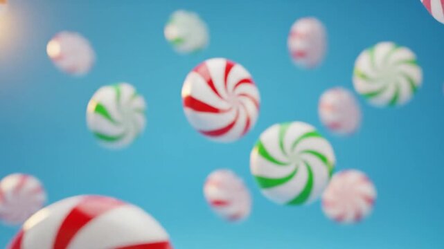 falling peppermint candies sweet christmas treats