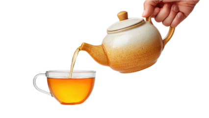 Pouring Tea from Teapot into Glass Cup: Comfort, Warmth, and Relaxation