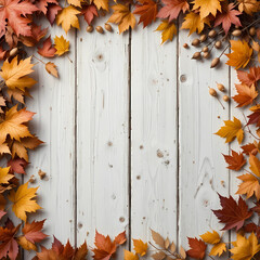 Autumn Whispers — Colorful Leaves on Rustic Wood
