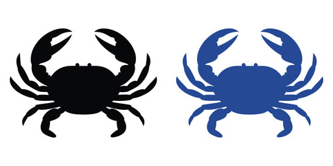 set of crab silhouette, vector illustration 
