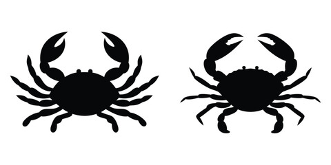 set of crab silhouette, vector illustration 