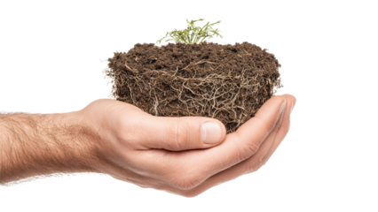 Hand Holding Soil with Seedling