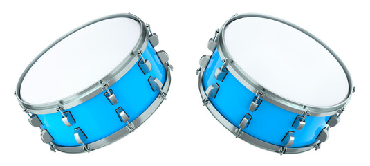 Set of drums on white background. 3d render concept of musical instrument, drum machine