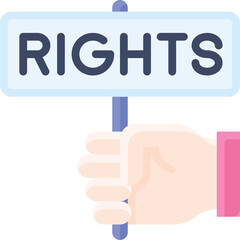 Hand Holding Sign With The Word Rights On It Isolated On A Transparent Background