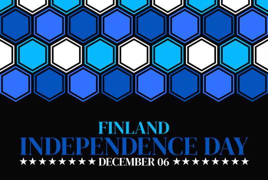 Finland independence day december 06 celebration with blue and white hexagon pattern design