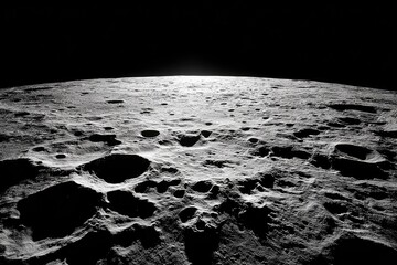 Lunar surface, craters, and horizon