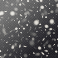 Vector realistic snowflake against a dark background. Transparent elements for Christmas cards and poster.