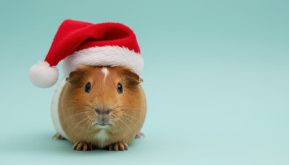 Pet, christmas, guinea pig, santa hat, cute, festive, red