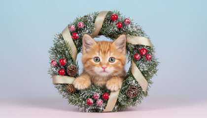 Kitten wreath christmas festive cute winter pet holiday cheer warms hearts