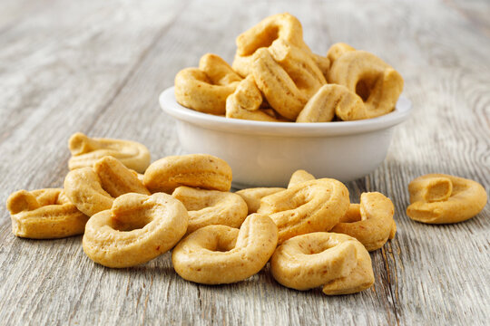 Taralli, traditional italian appetizer and savory snack