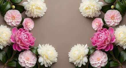 Pink and White Camellia Flat Lay