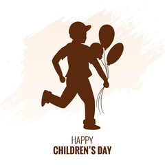 Happy childrens day celebration with kids playing card design
