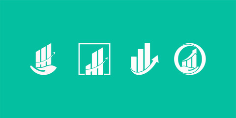 Business Growth Logo with Upward Chart and Hand Motif
