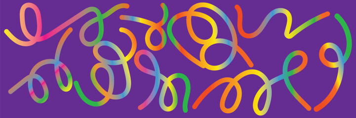 Colorful abstract line art patterns .collection of vibrant abstract line art illustrations featuring intertwined colorful loops, swirls, and curves on bright and dark backgrounds EPS10/AI.