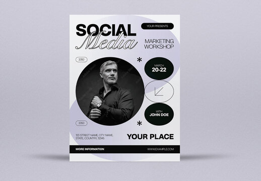 Purple Modern Social Media Marketing Workshop Flyer