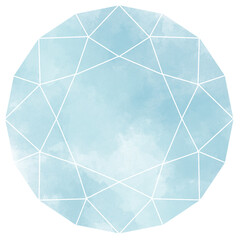 透明感のある水色のジルコンカット水彩素材