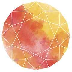 濃い黄色と赤のジルコンカット水彩素材