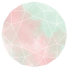 パステルなピンクと黄緑のジルコンカット水彩素材