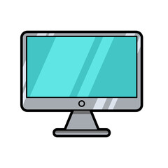 Flat Style Desktop Computer Monitor Screen Sticker Illustration