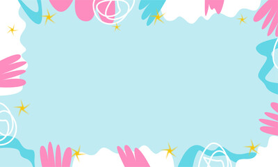 Organic shapes trendy colorful background with copy spaces. Cheerful aesthetic banner vector.