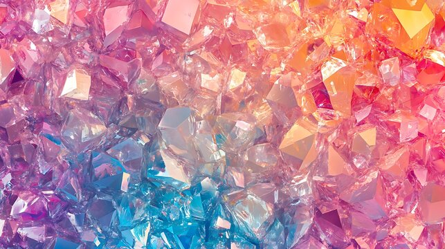 dazzling abstract background featuring vibrant, multi-colored crystal and gemstone facets with sparkling light reflections and a smooth color gradient. Ideal for luxury designs.
