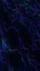 Dark abstract background with glowing purple and blue electric textures forming fluid energy lines