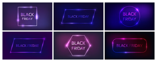 Black Friday inscription in neon frame