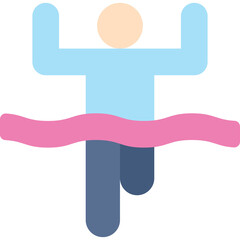 Obraz premium Illustration of a Person Crossing a Finish Line With Arms Raised in Celebration Winning a Race Victory Milestone Achievement Goal Success Competition