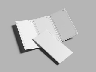 Open And Closed Blank Trifold Restaurant Menus Mockup 3D Rendering